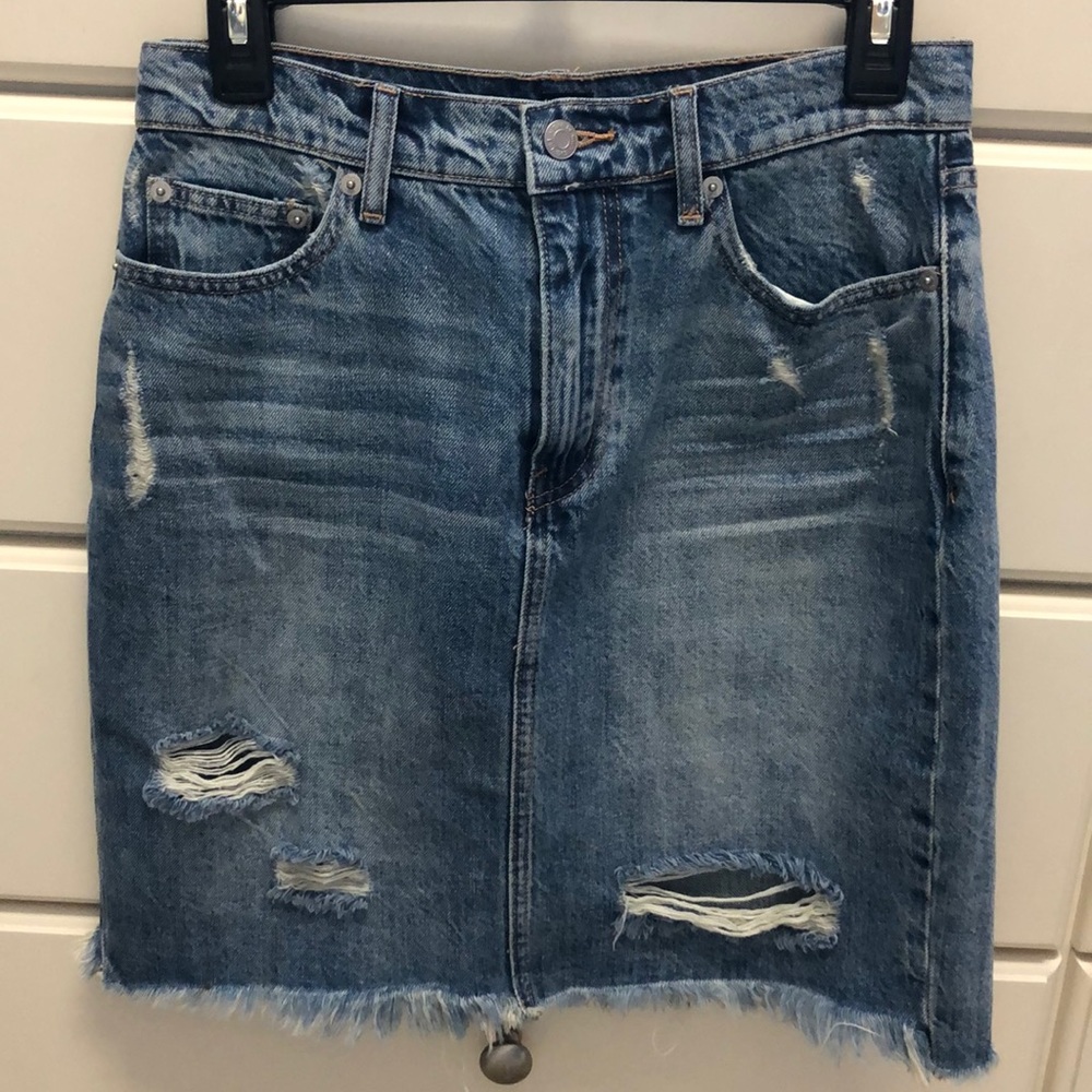 Denim distressed skirt
